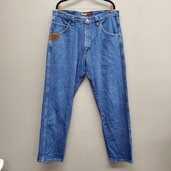 Wrangler Riggs Jeans Mens 36x34 Blue Workwear Utility Carpenter 3W050AI Denim - Picture 1 of 8